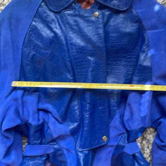 NWT 1980s Vintage Blue Suede Leather Bomber Jacket. - Picture 16 of 16